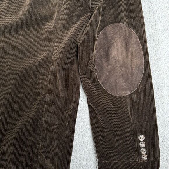 J Crew Blazer Mens XL Chocolate Brown Vintage Cord Sport Coat Elbow Patch - Picture 10 of 16